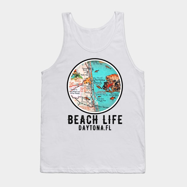 Daytona Beach Florida Vintage Map Beach Life Tank Top by Joaddo